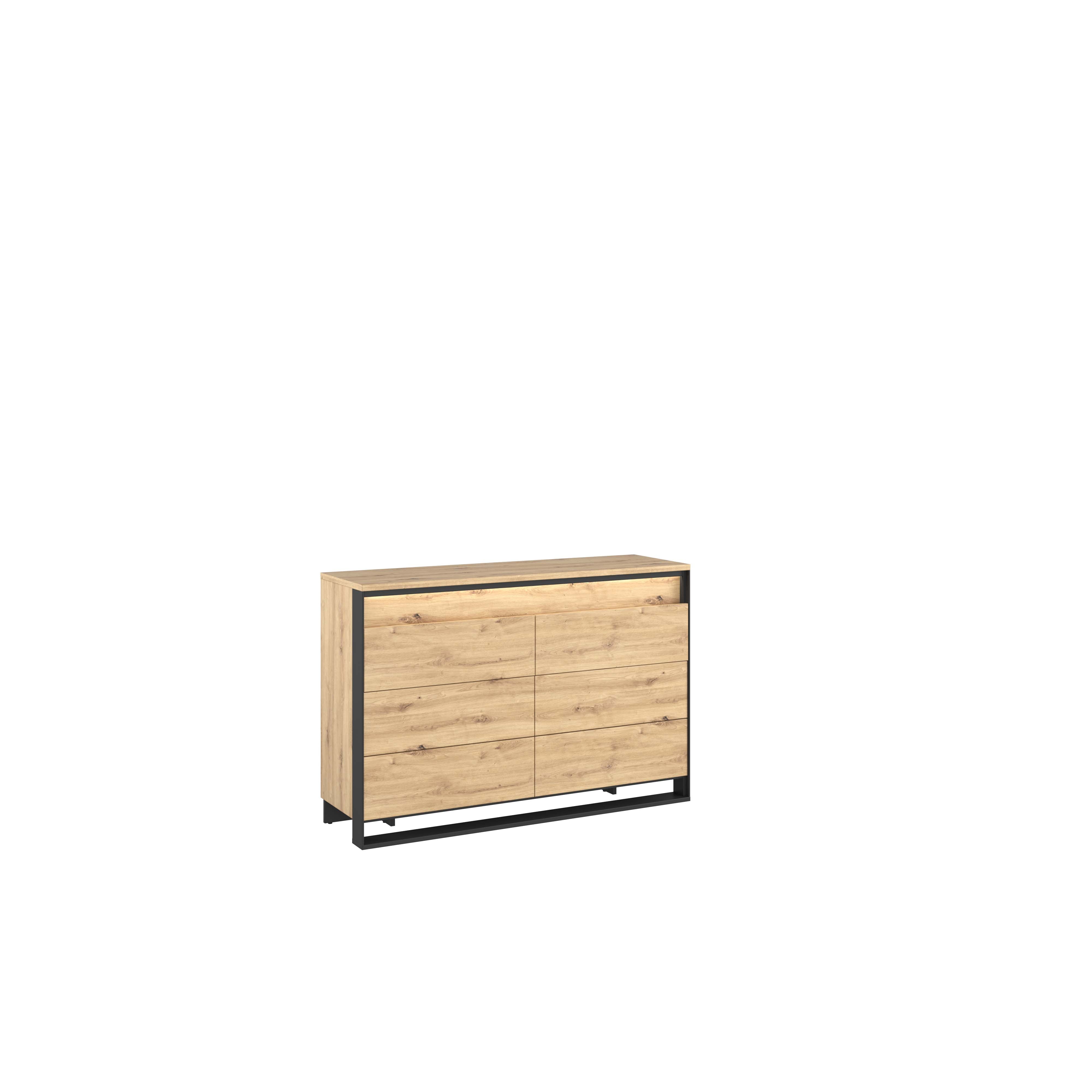 Quant 6 Drawer Chest (LED Included) - Oak Artisan (QS-04)