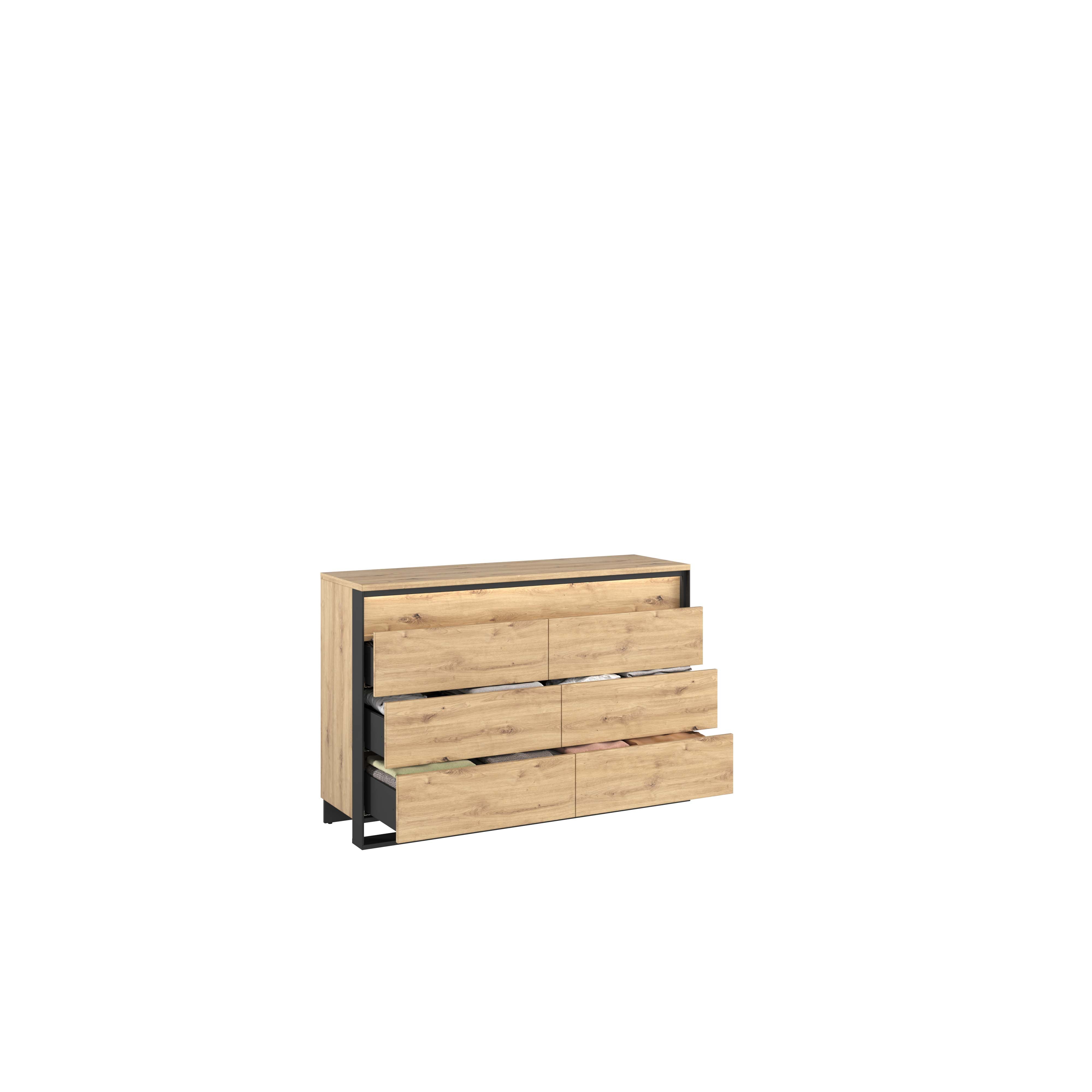 Quant 6 Drawer Chest (LED Included) - Oak Artisan (QS-04)