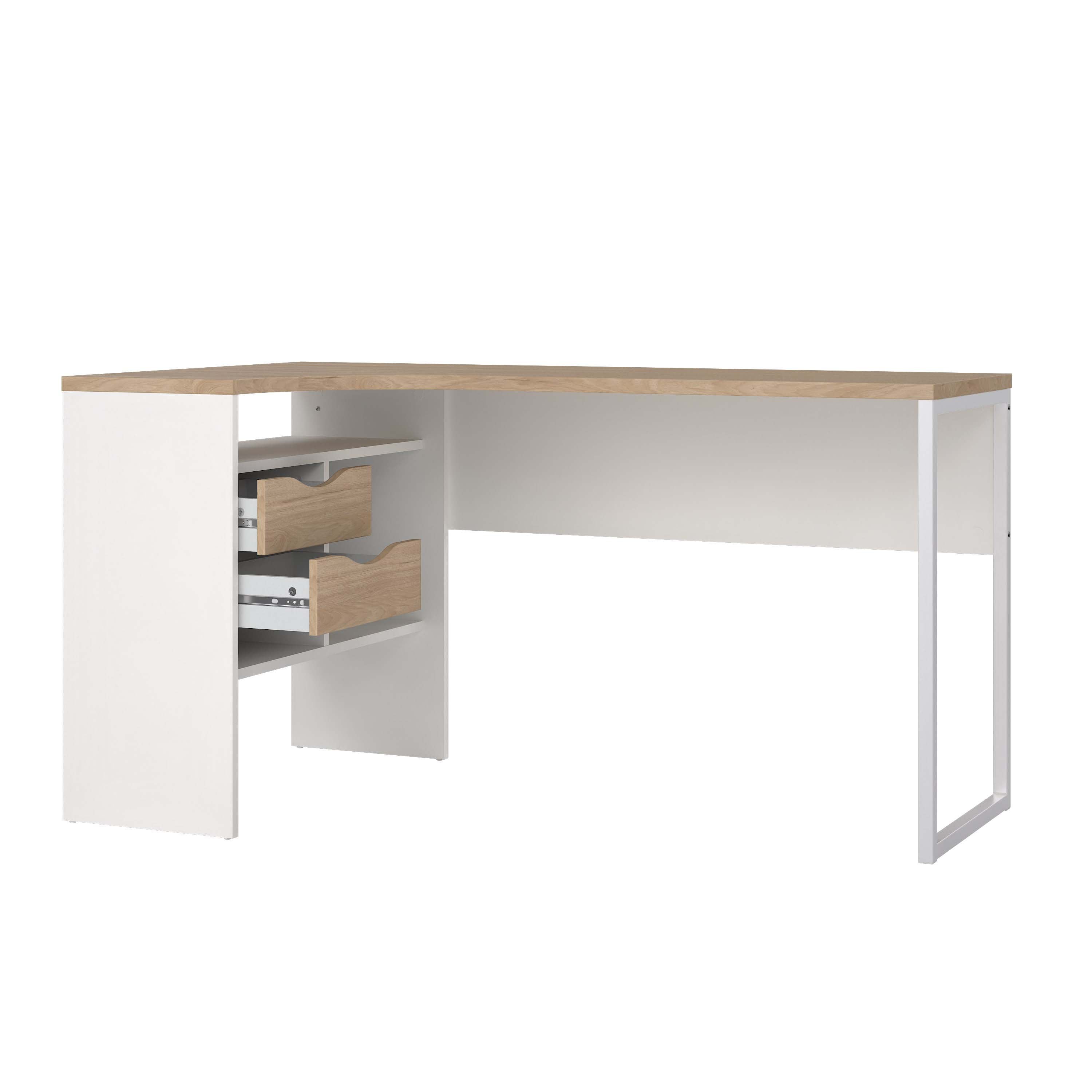 Function Plus Corner Desk - White/Oak - 8011849ak