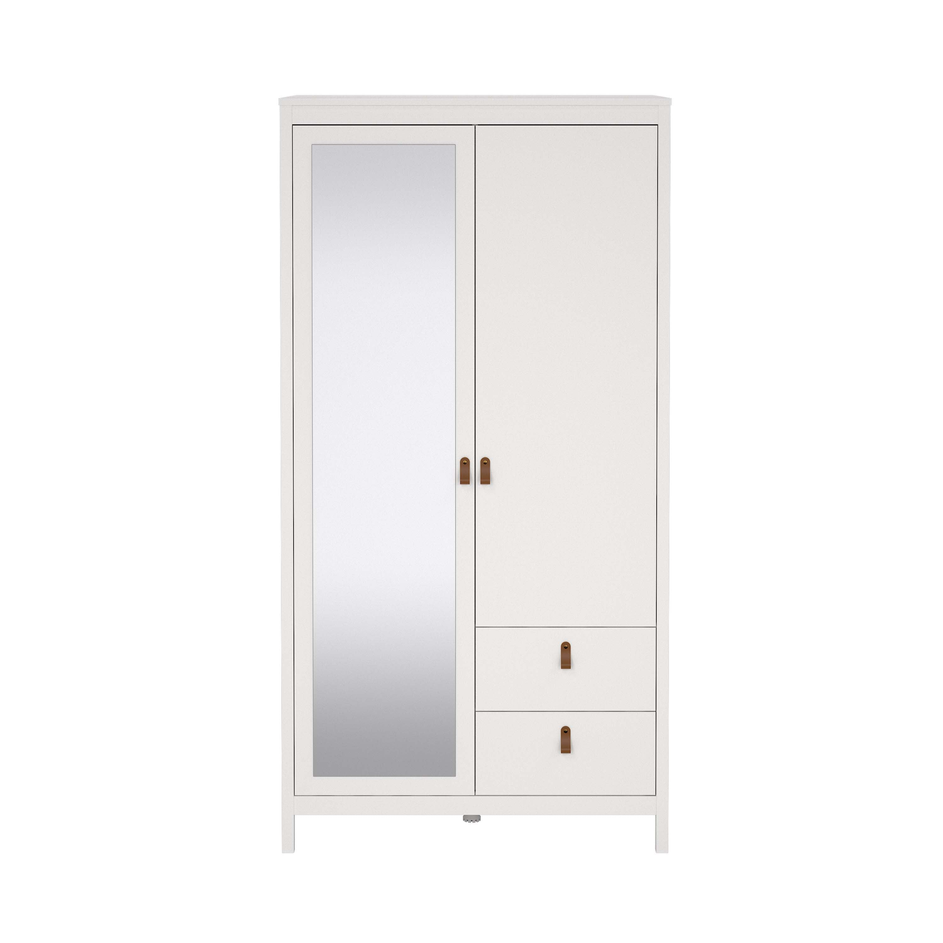 Madrid Wardrobe with 1 door + 1 mirror door + 2 drawers - White - 796584949