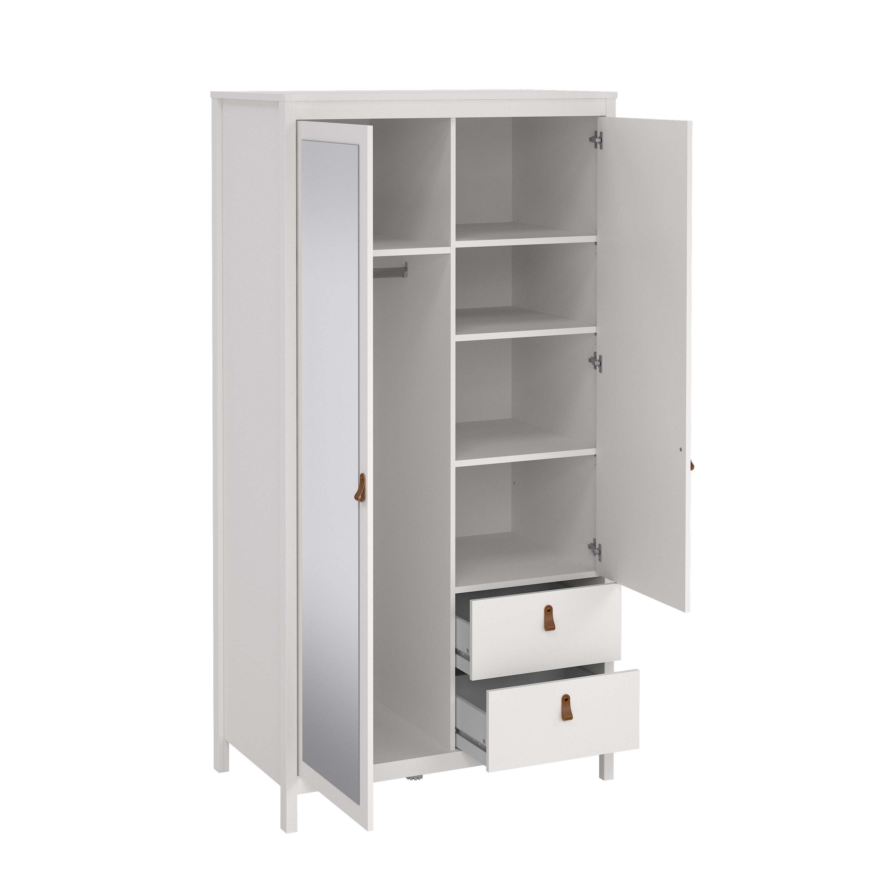 Madrid Wardrobe with 1 door + 1 mirror door + 2 drawers - White - 796584949