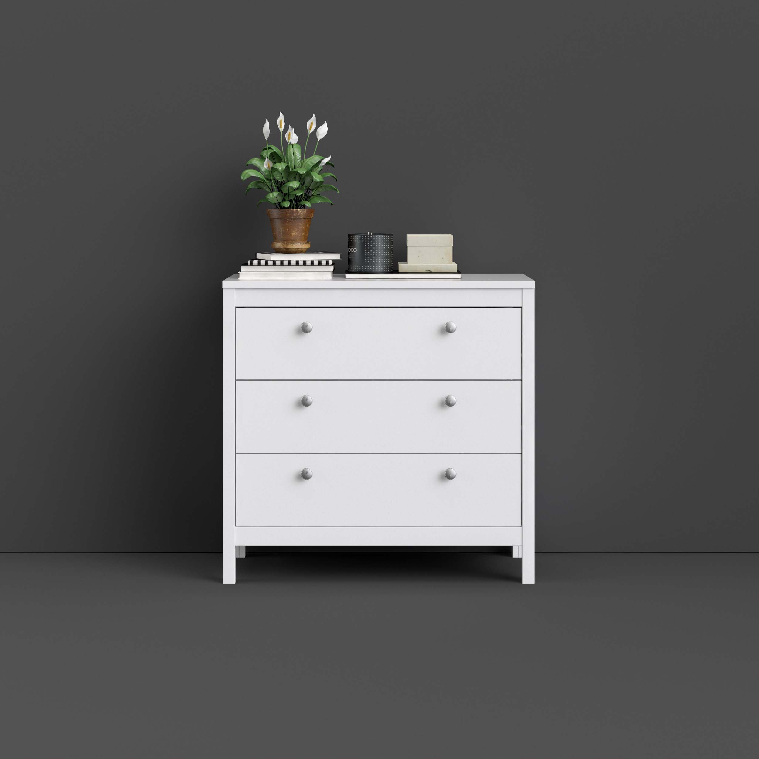 Madrid 3 Drawer Chest  - White - 796624949