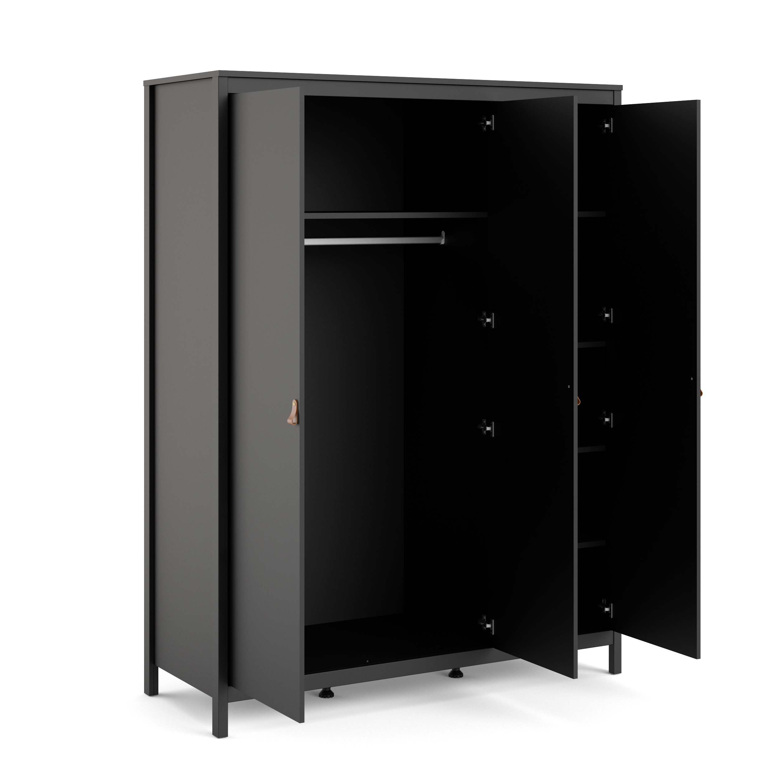 Madrid 3 Door Wardrobe - Black - 79664gmgm