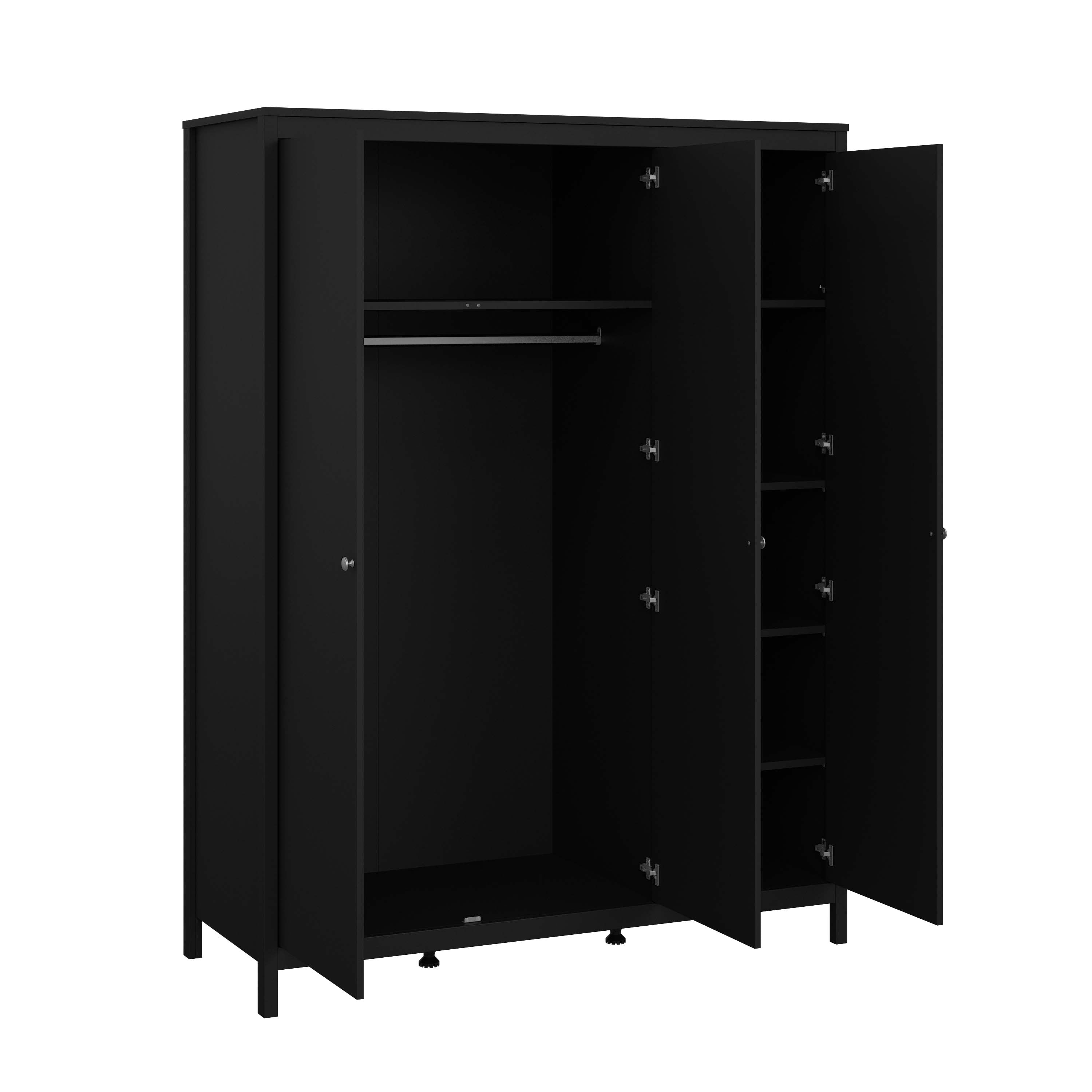 Madrid 3 Door Wardrobe - Black - 79664gmgm