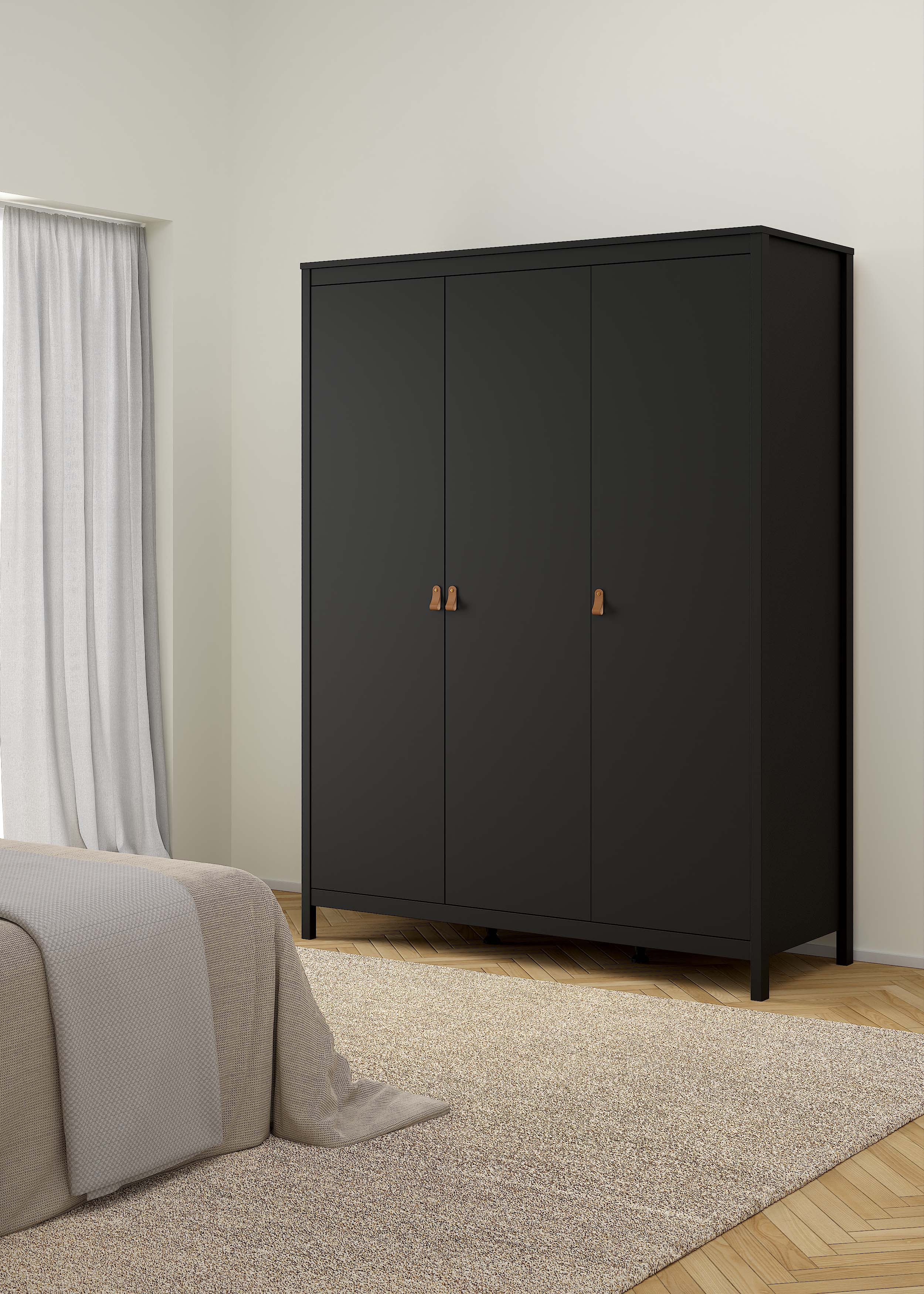 Madrid 3 Door Wardrobe - Black - 79664gmgm