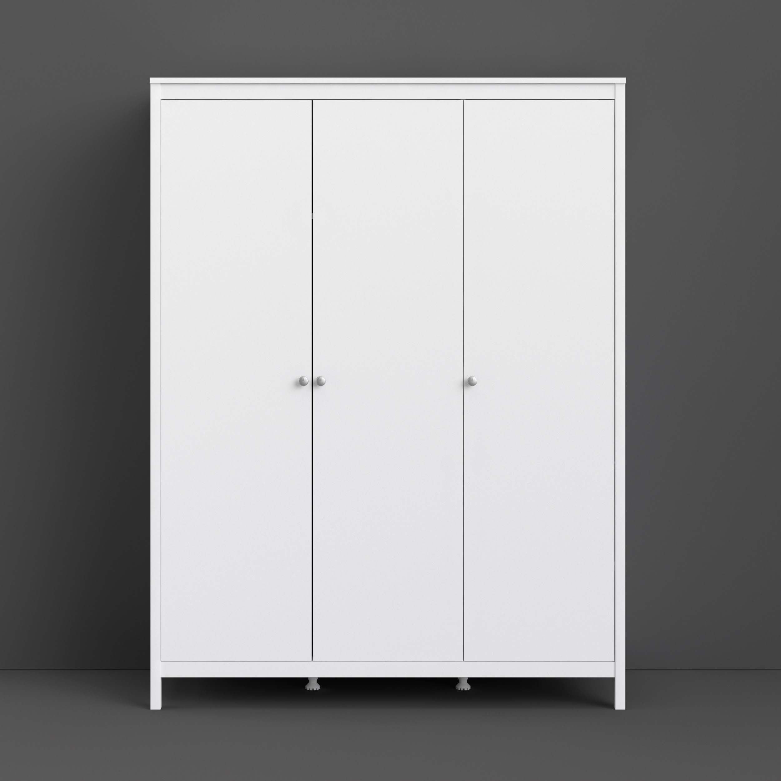 Madrid 3 Door Wardrobe - White - 796644949