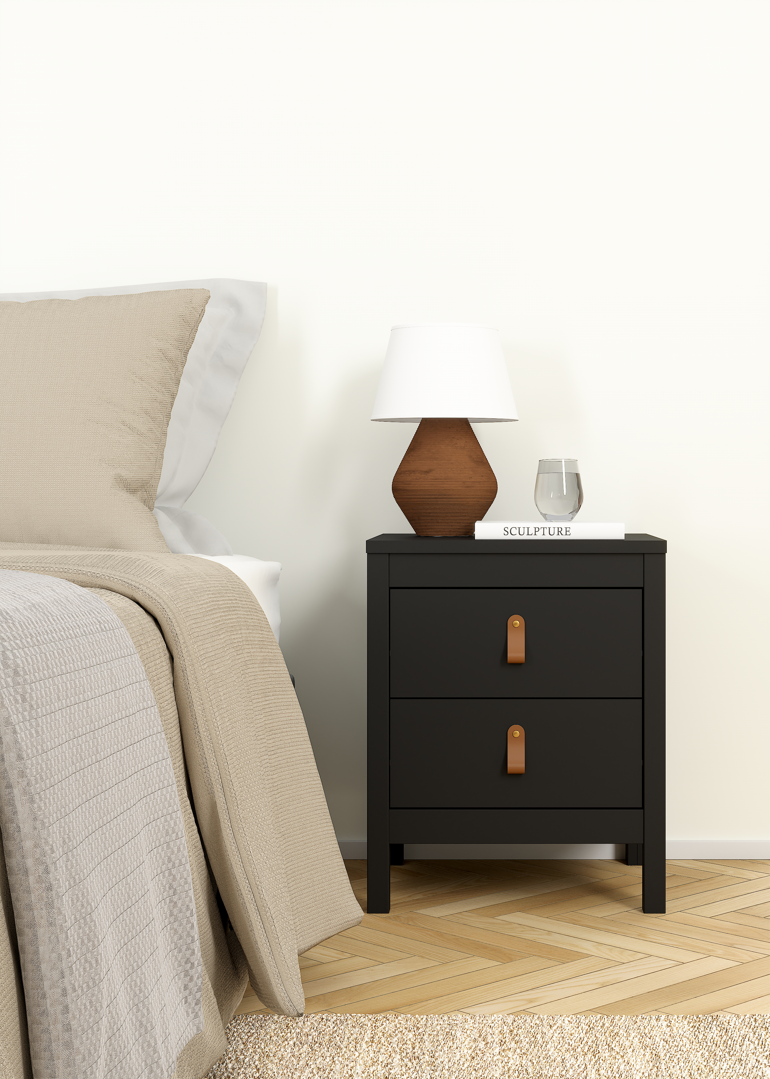 Madrid 2 Drawer Nightstand  - Black - 79660gmgm