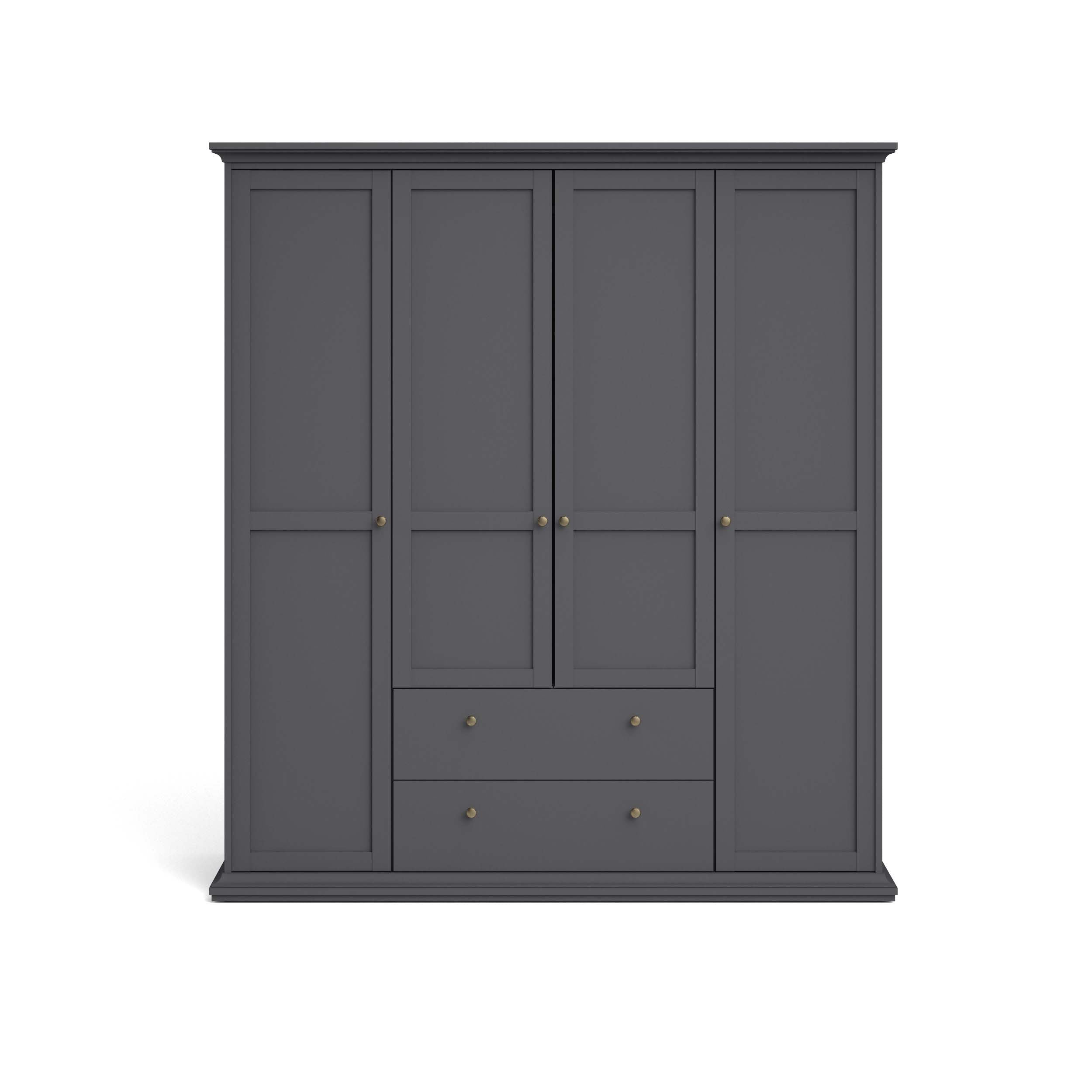 Paris Wardrobe with 4 doors + 2 drawers - Grey - 75369igig