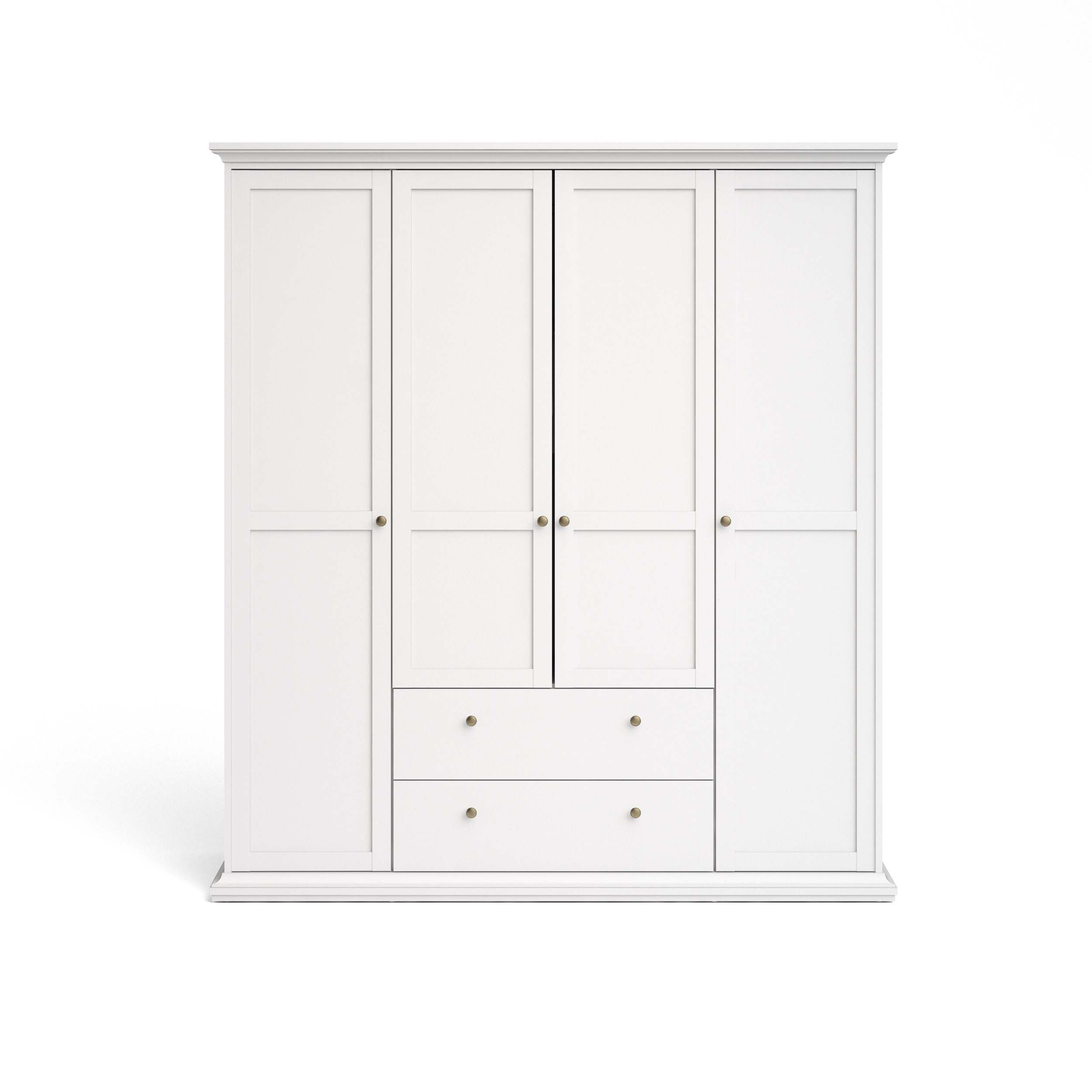 Paris Wardrobe with 4 doors + 2 drawers - White - 753694949