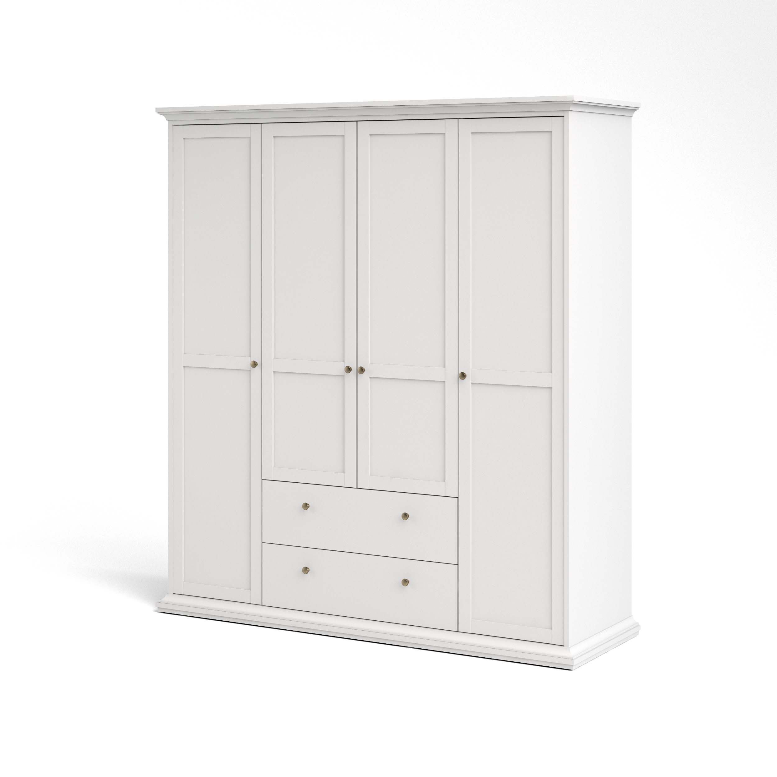 Paris Wardrobe with 4 doors + 2 drawers - White - 753694949