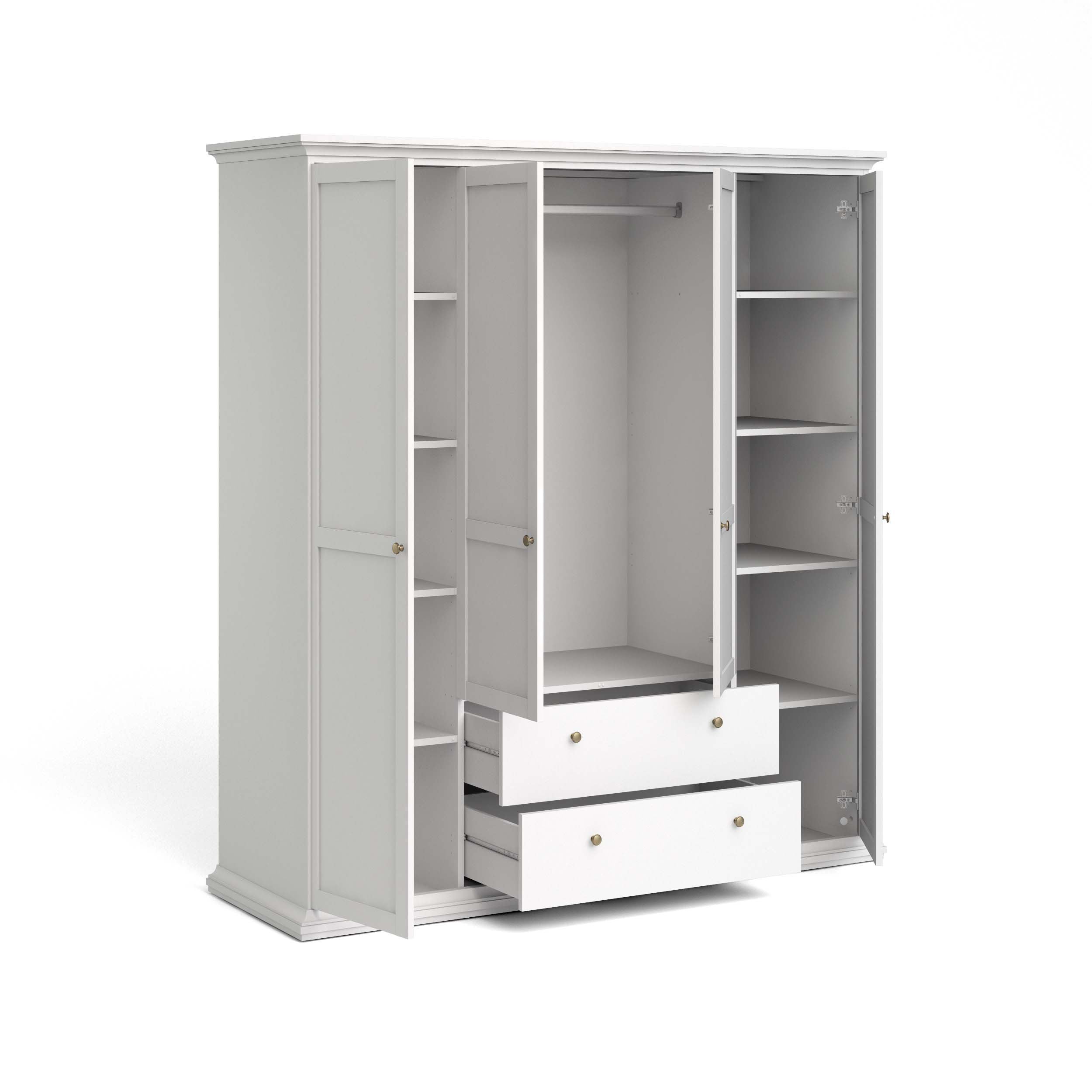 Paris Wardrobe with 4 doors + 2 drawers - White - 753694949