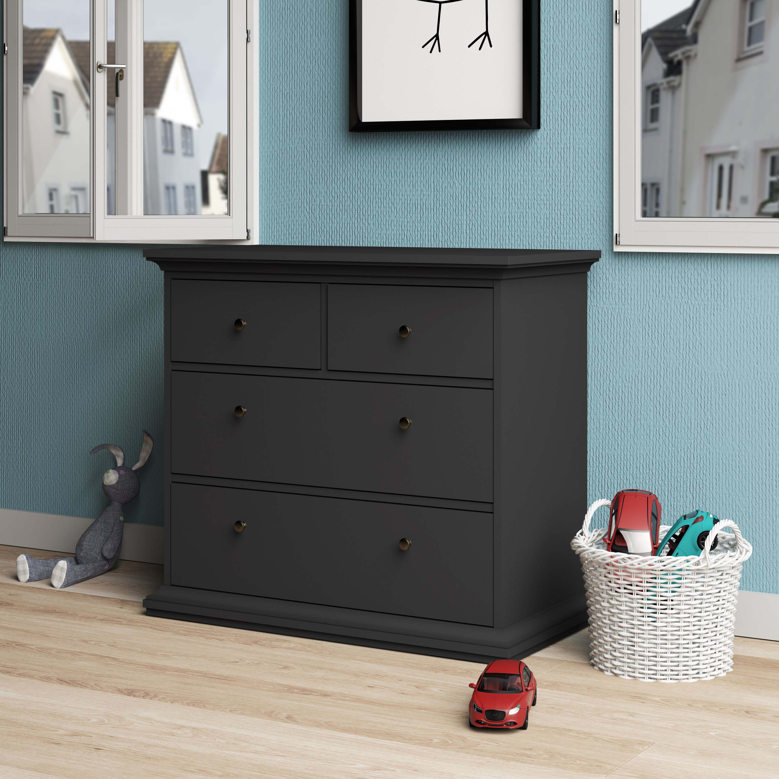 Paris 4 Drawer Chest - Grey - 76716igig