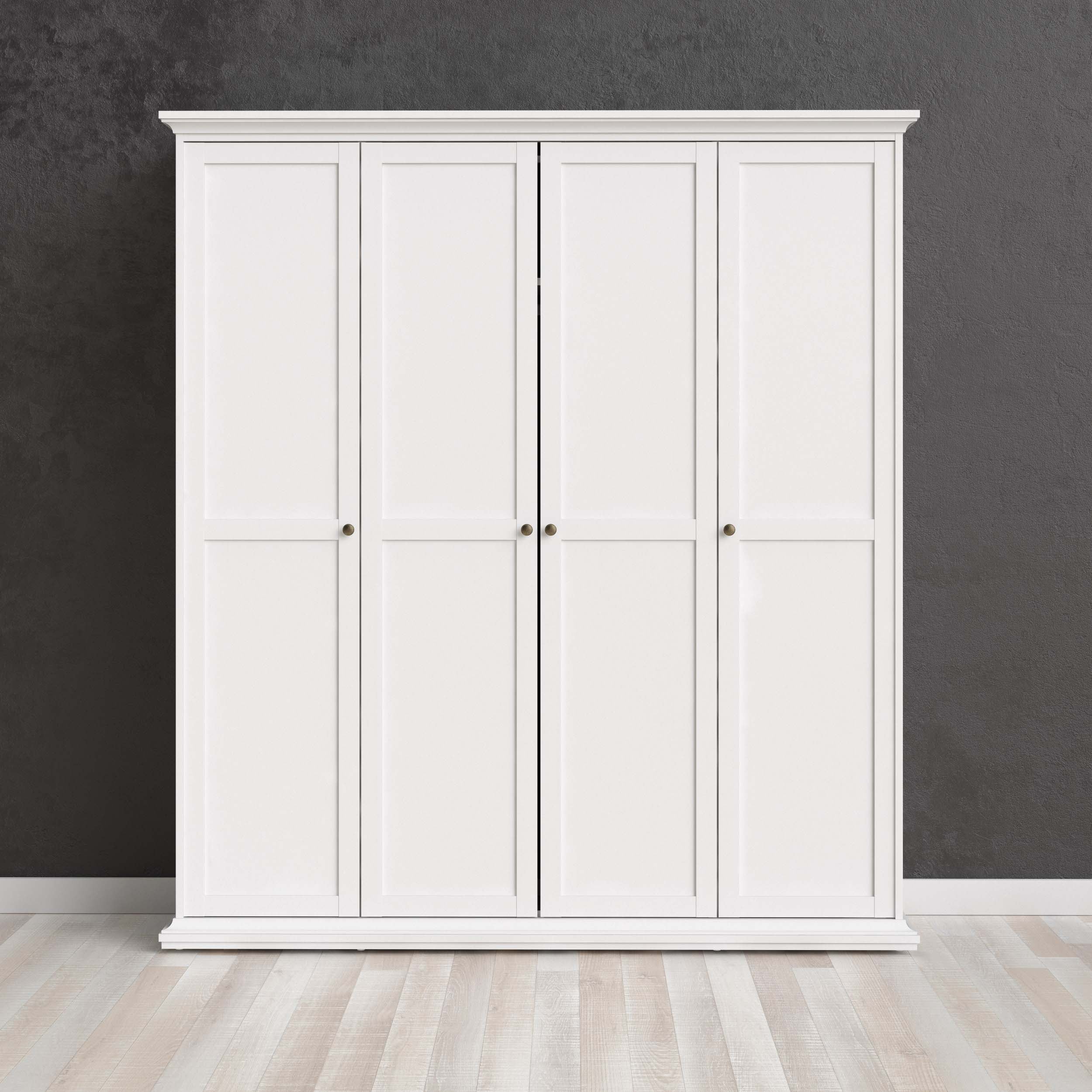 Paris Wardrobe with 4 doors - White - 7535449