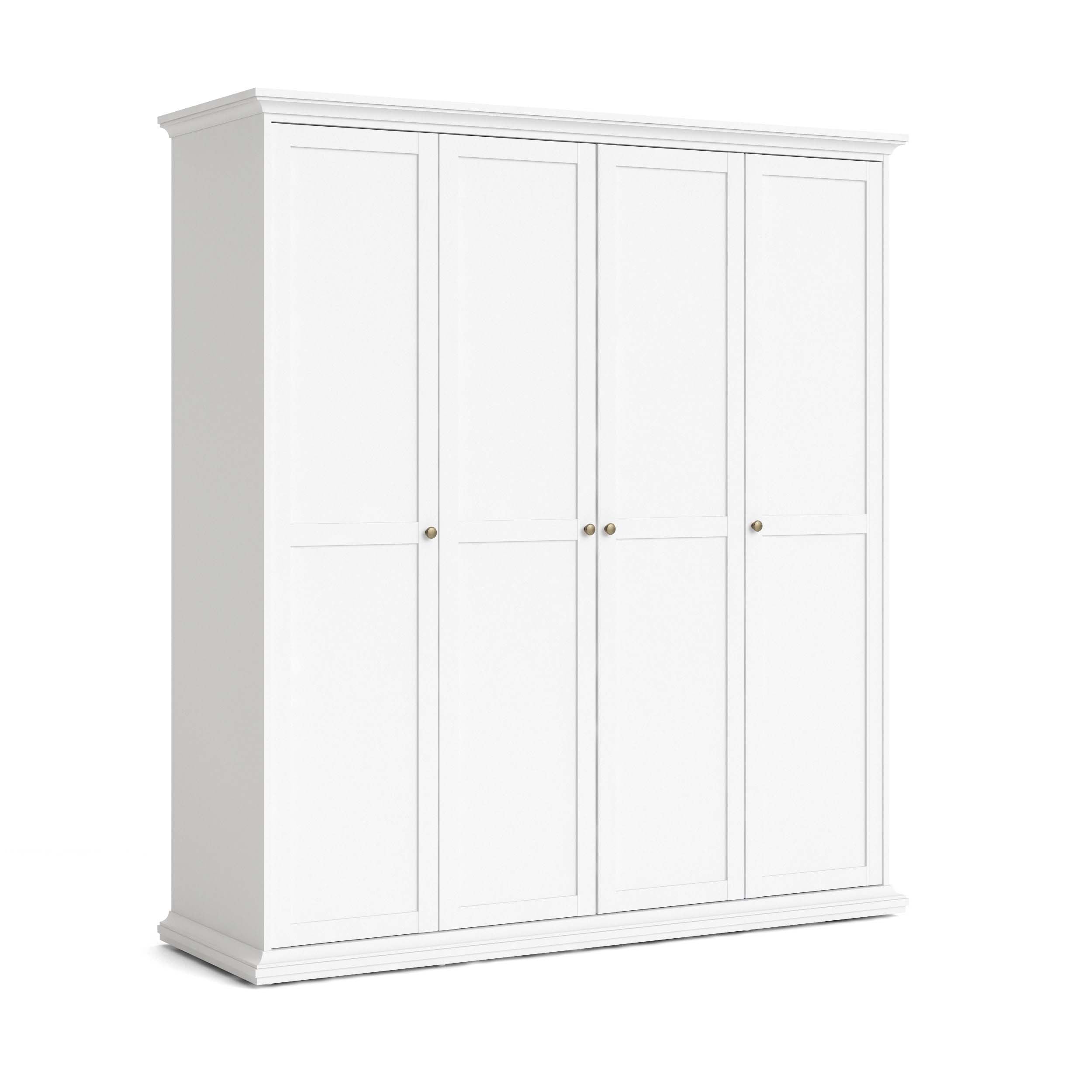 Paris Wardrobe with 4 doors - White - 7535449