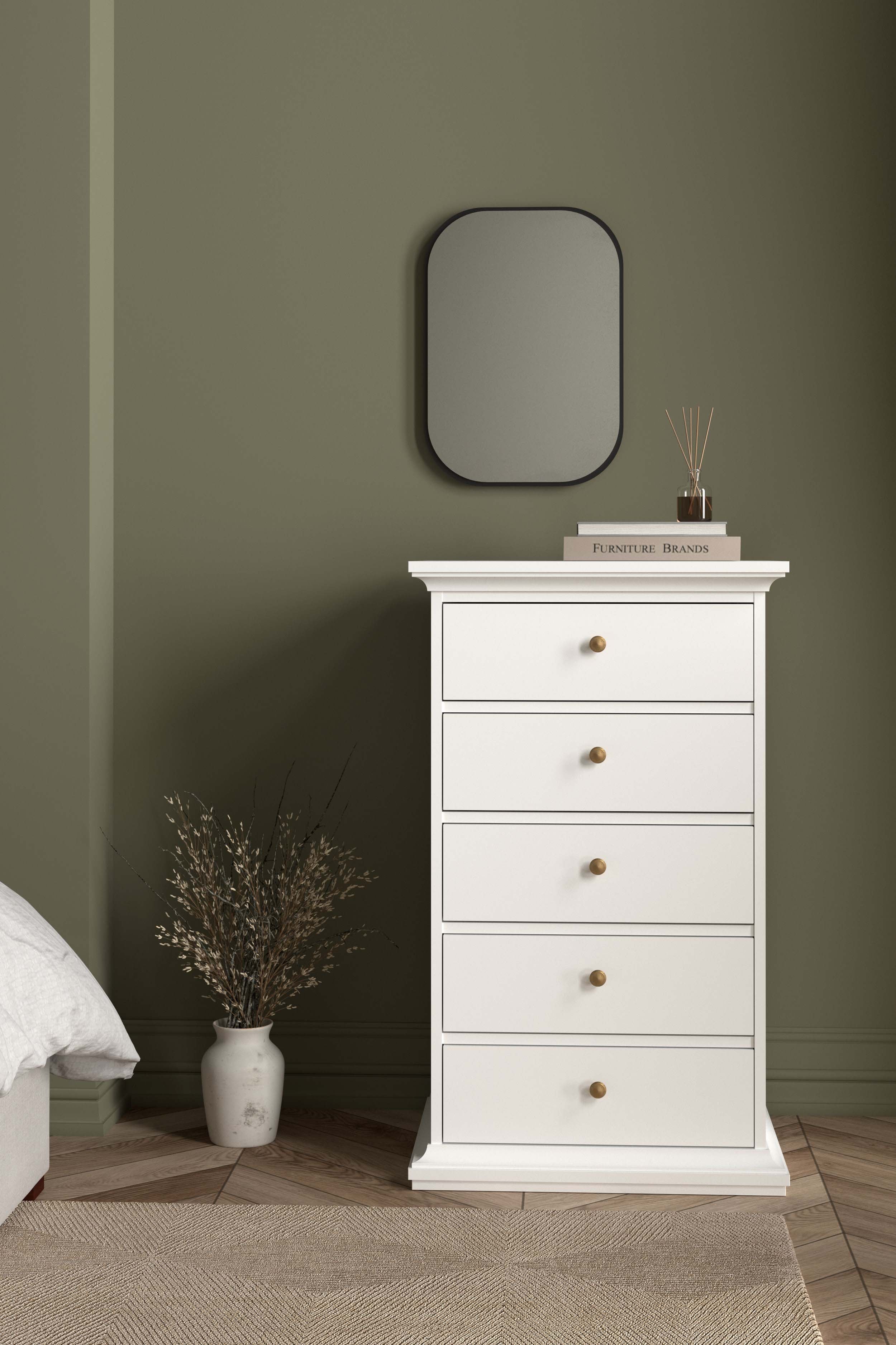 Paris 5 Drawer Chest - White - 767174949