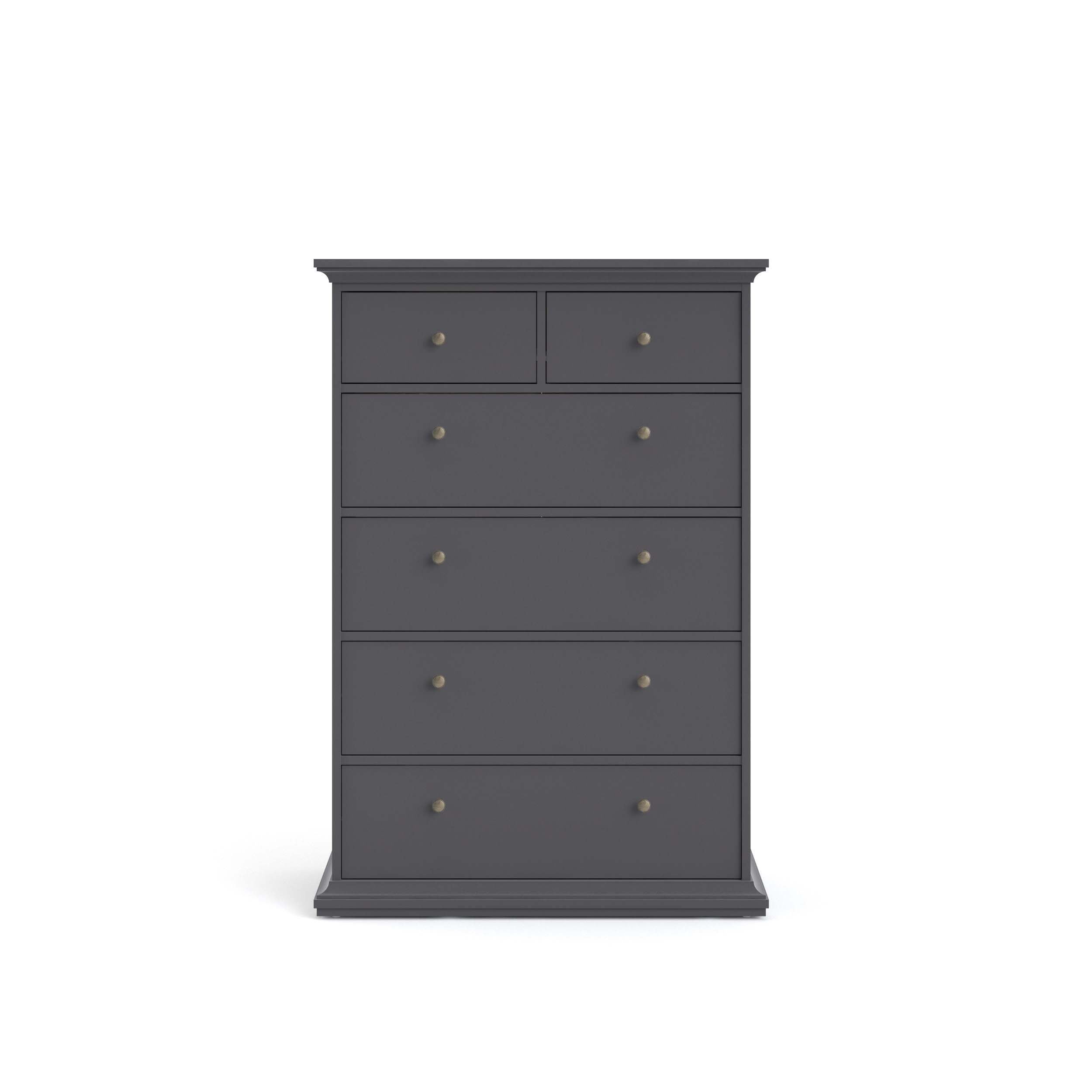 Paris 6 Drawer Chest - Grey - 76718igig