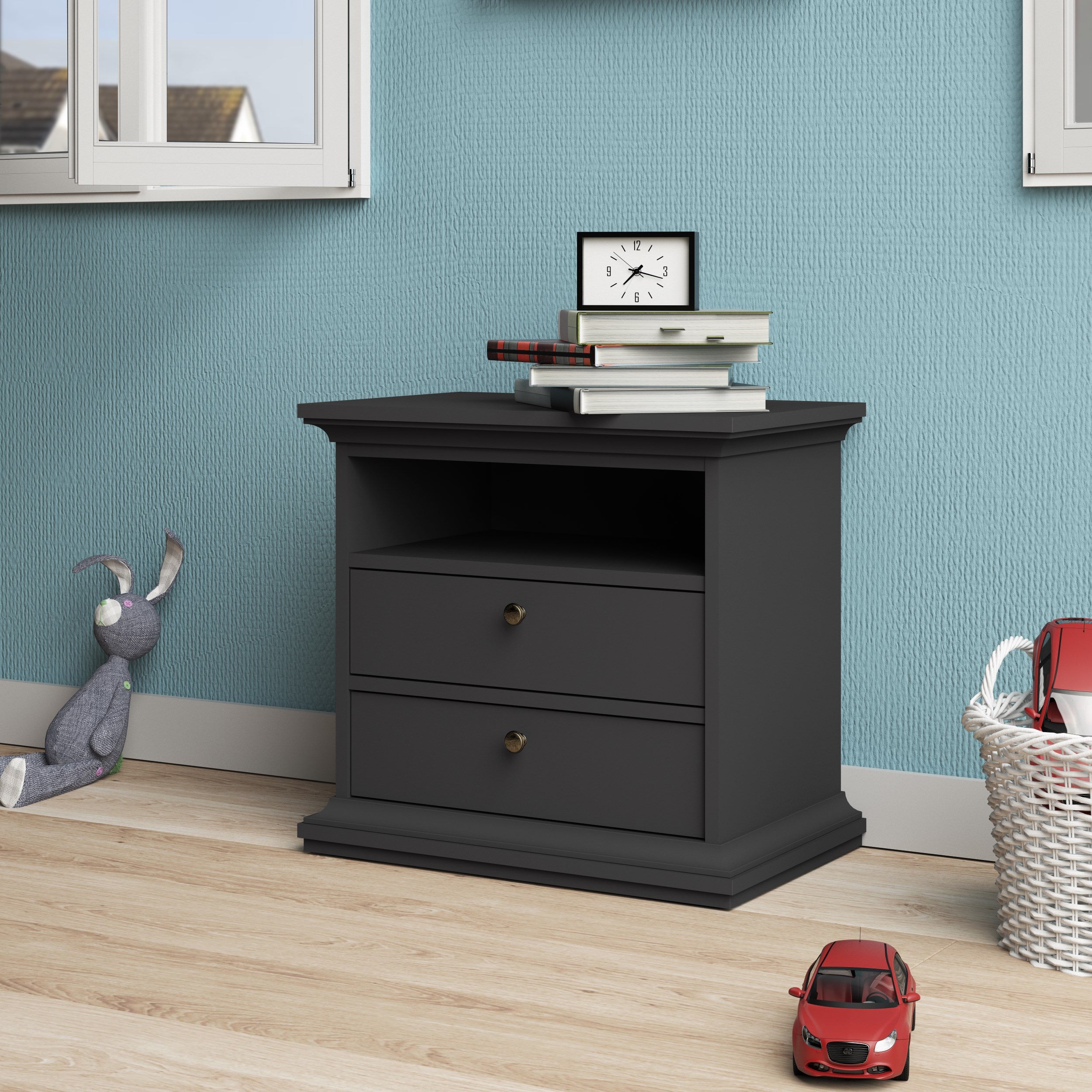 Paris Large Bedside  - Grey - 75365igig