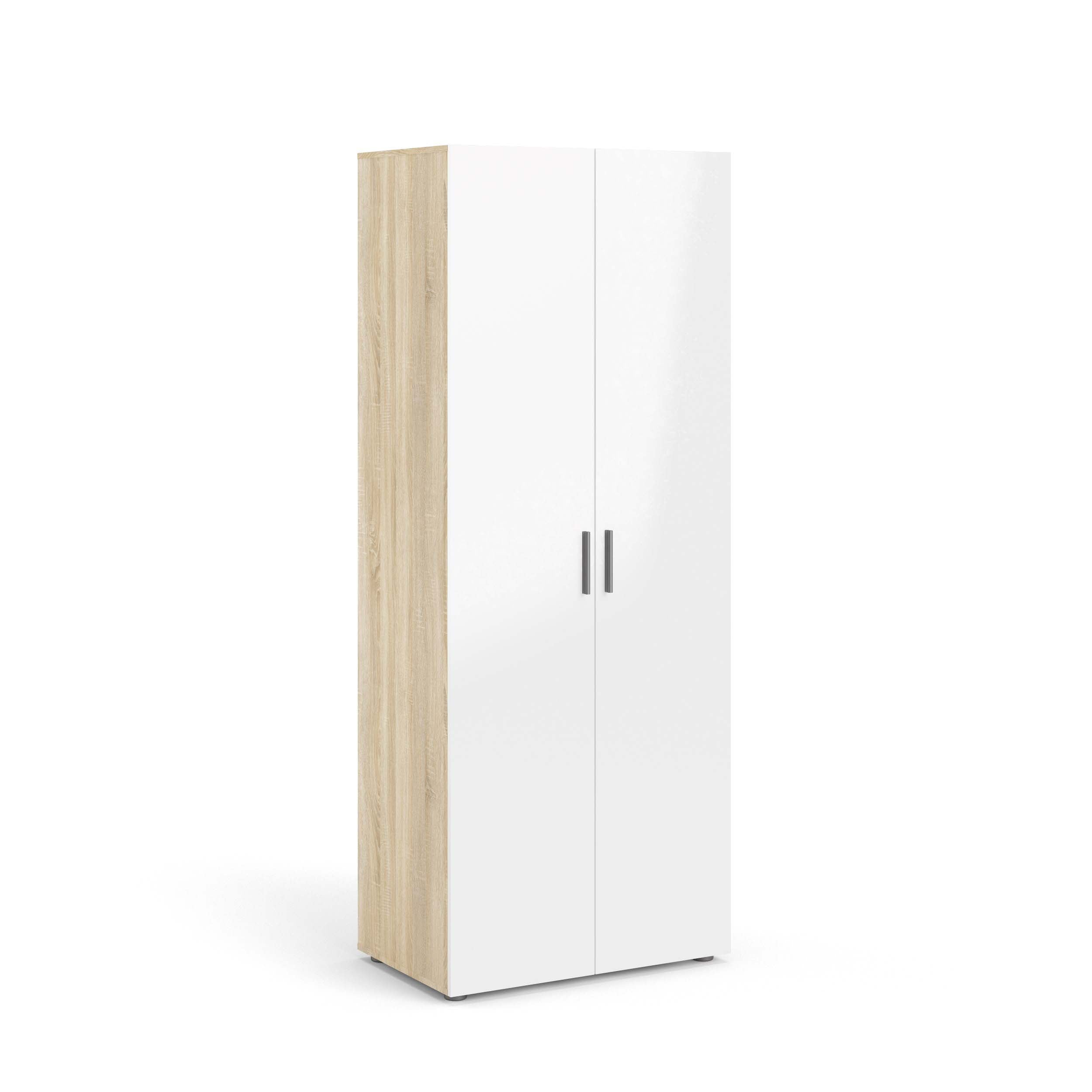 Pepe 2 Door Wardrobe - Oak with White High Gloss - 70531akuu