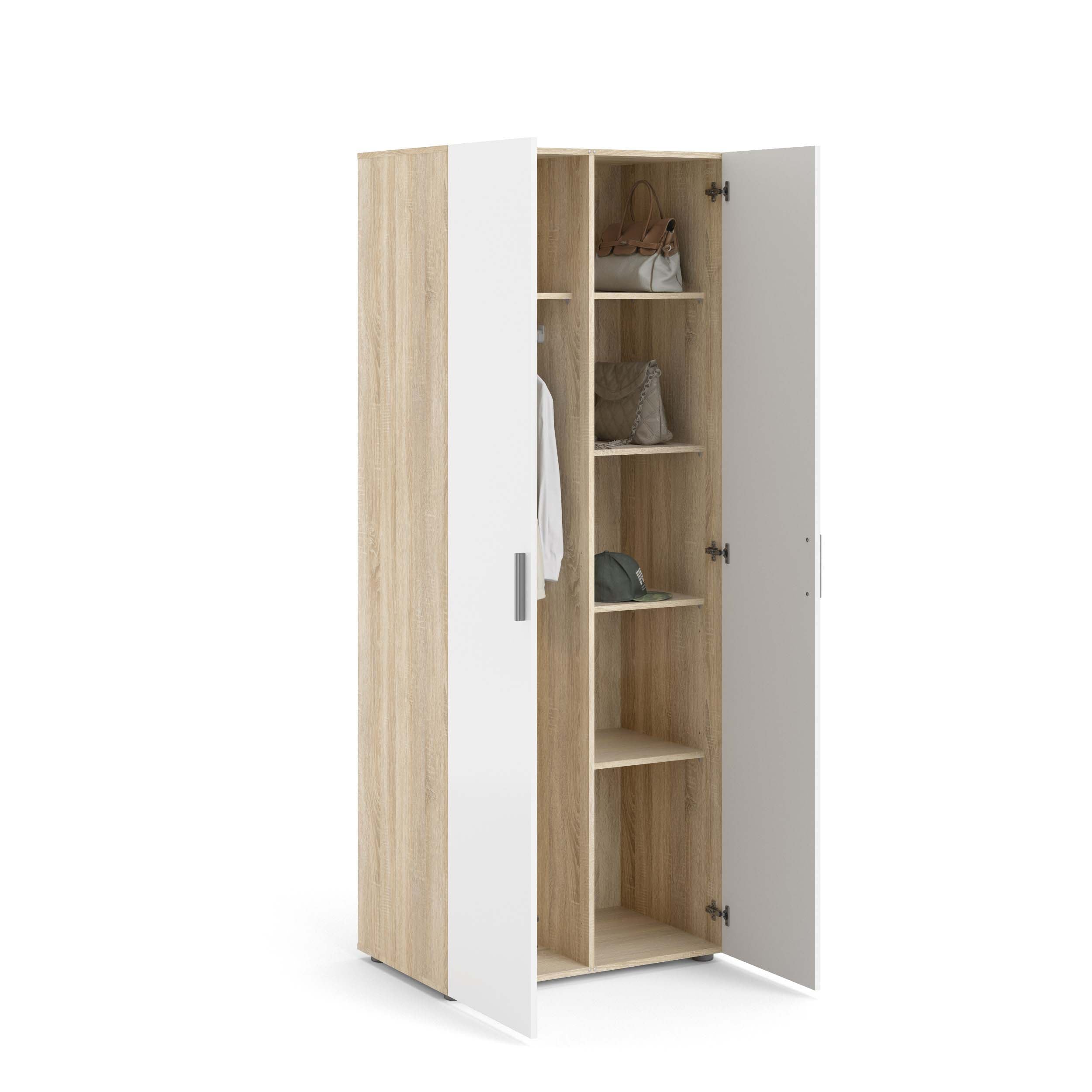 Pepe 2 Door Wardrobe - Oak with White High Gloss - 70531akuu