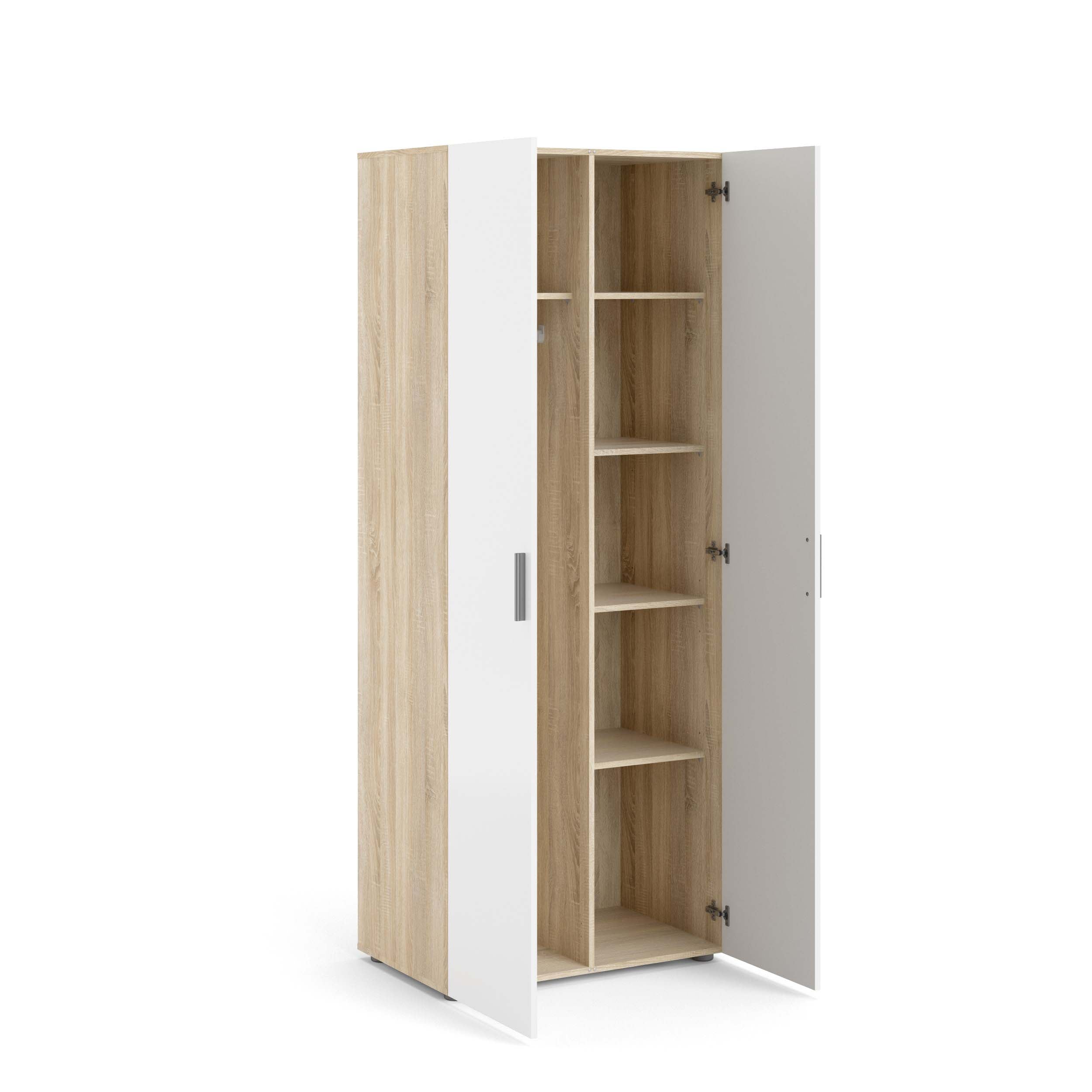 Pepe 2 Door Wardrobe - Oak with White High Gloss - 70531akuu