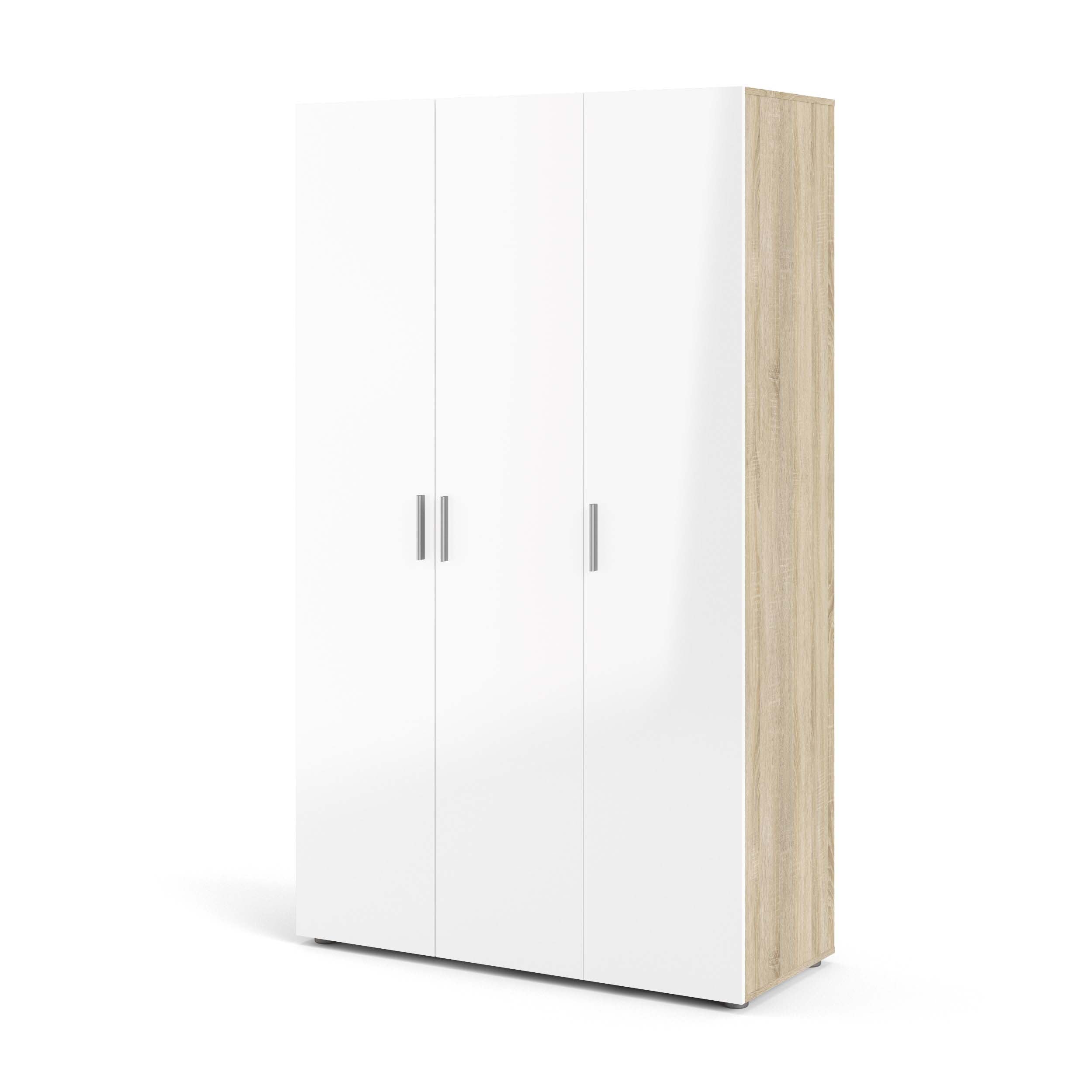 Pepe 3 Door Wardrobe - Oak with White High Gloss - 70530akuu