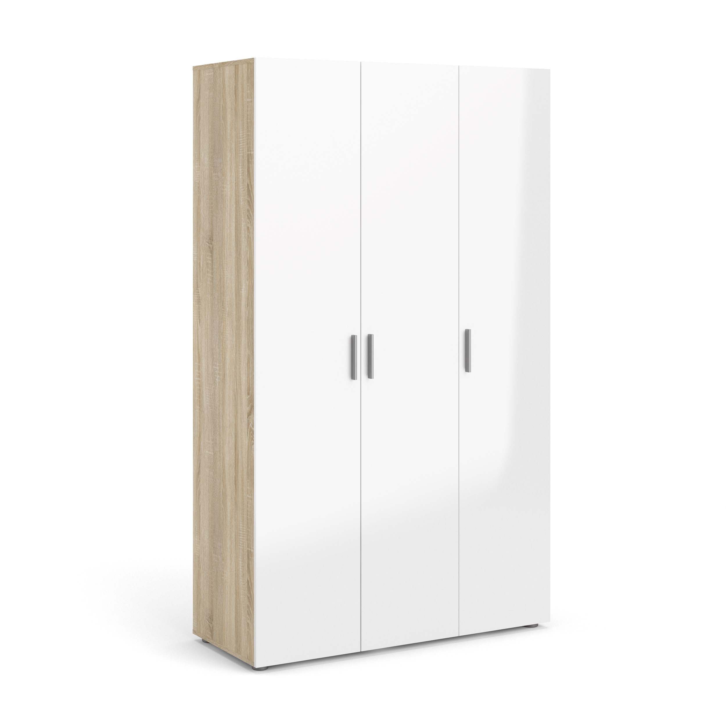 Pepe 3 Door Wardrobe - Oak with White High Gloss - 70530akuu