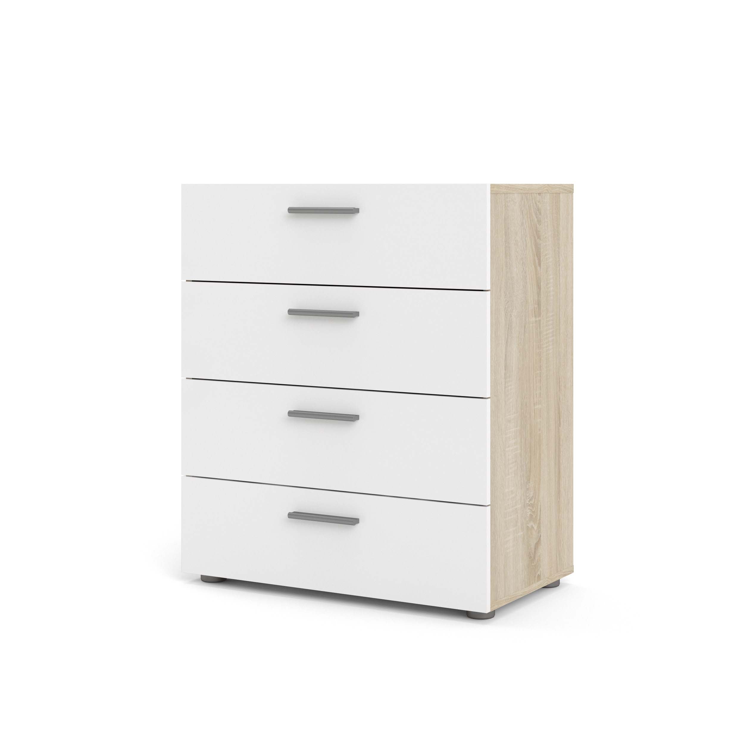 Pepe 4 Drawer Chest - Oak with White High Gloss - 70501akuu