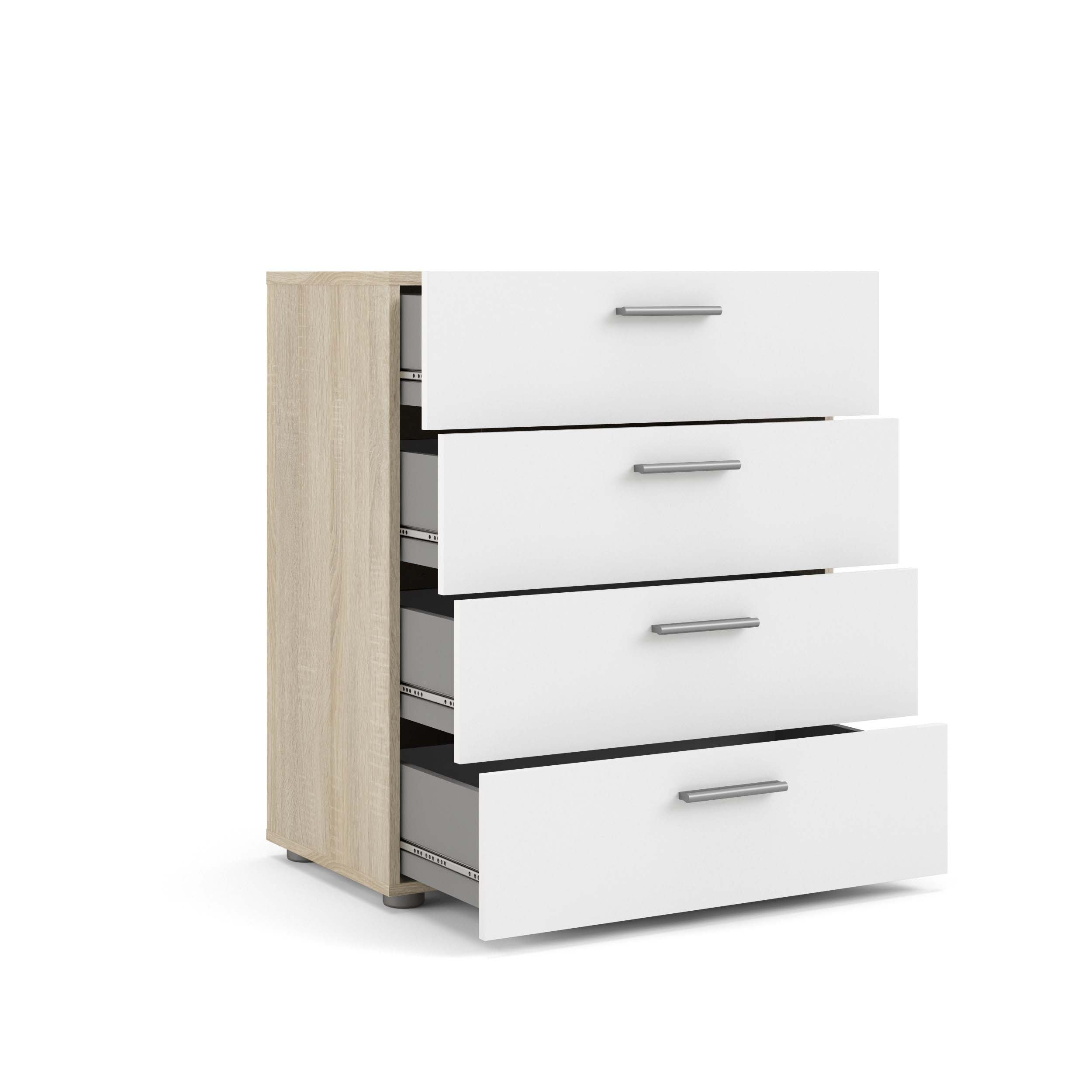 Pepe 4 Drawer Chest - Oak with White High Gloss - 70501akuu