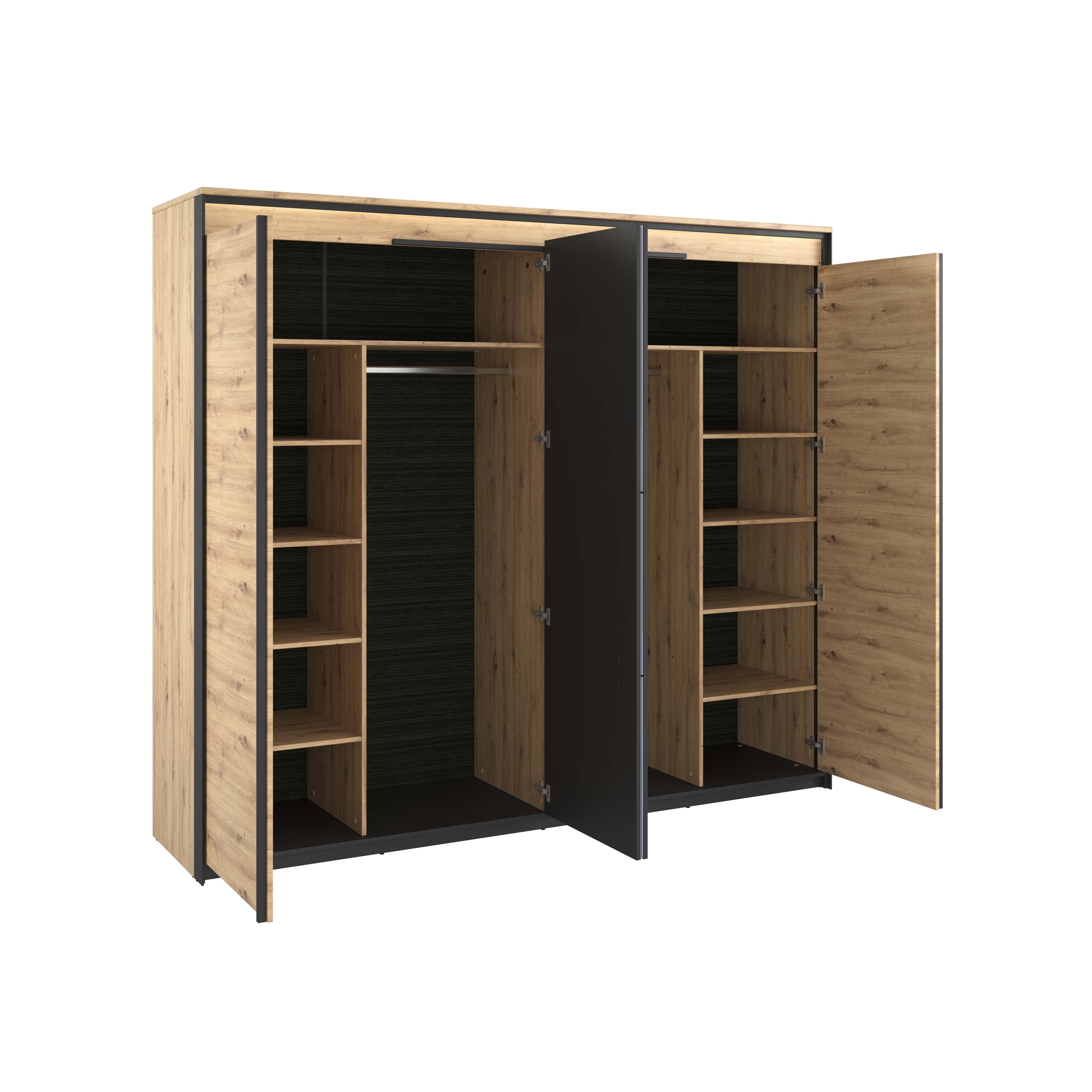 Quant 4 Door Wardrobe (LED Included) - Oak Artisan (QS-05)