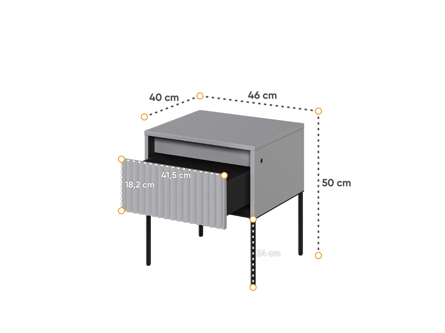 Trend Side Table / Bedside Cabinet - Grey